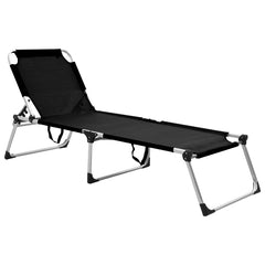 vidaXL Extra High Folding Senior Sunbed Black Aluminium | SKU: 47913 | Barcode: 8719883760025