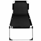 vidaXL Extra High Folding Senior Sunbed Black Aluminium | SKU: 47913 | Barcode: 8719883760025