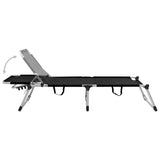 vidaXL Extra High Folding Senior Sunbed Black Aluminium | SKU: 47913 | Barcode: 8719883760025
