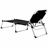 vidaXL Extra High Folding Senior Sunbed Black Aluminium | SKU: 47913 | Barcode: 8719883760025