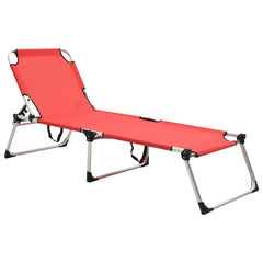 vidaXL Extra High Folding Senior Sunbed Red Aluminium | SKU: 47914 | Barcode: 8719883760032