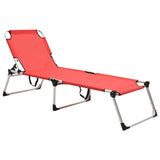 vidaXL Extra High Folding Senior Sunbed Red Aluminium | SKU: 47914 | Barcode: 8719883760032
