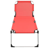 vidaXL Extra High Folding Senior Sunbed Red Aluminium | SKU: 47914 | Barcode: 8719883760032