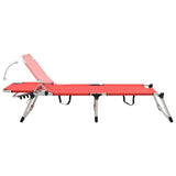 vidaXL Extra High Folding Senior Sunbed Red Aluminium | SKU: 47914 | Barcode: 8719883760032
