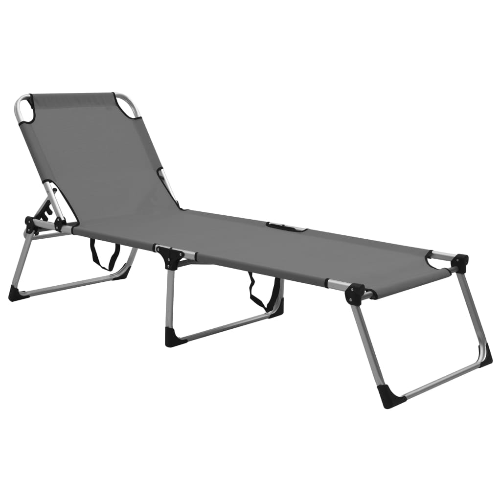 vidaXL Extra High Folding Senior Sunbed Grey Aluminium | SKU: 47915 | Barcode: 8719883760049