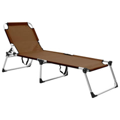 vidaXL Extra High Folding Senior Sunbed Brown Aluminium | SKU: 47916 | Barcode: 8719883760056