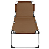 vidaXL Extra High Folding Senior Sunbed Brown Aluminium | SKU: 47916 | Barcode: 8719883760056