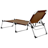 vidaXL Extra High Folding Senior Sunbed Brown Aluminium | SKU: 47916 | Barcode: 8719883760056