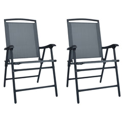 vidaXL Folding Garden Chairs 2 pcs Texilene Grey | SKU: 47922 | Barcode: 8719883760117