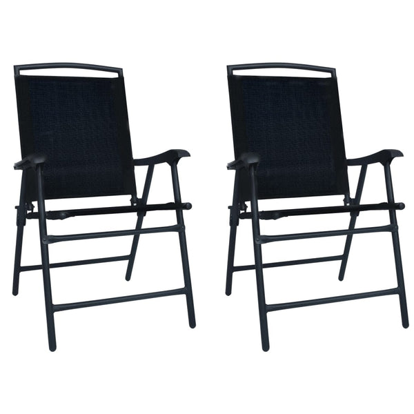 vidaXL Folding Garden Chairs 2 pcs Texilene Black | SKU: 47923 | Barcode: 8719883760124