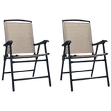 vidaXL Folding Garden Chairs 2 pcs Texilene Taupe | SKU: 47925 | Barcode: 8719883760148
