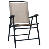 vidaXL Folding Garden Chairs 2 pcs Texilene Taupe | SKU: 47925 | Barcode: 8719883760148