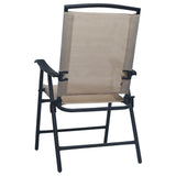 vidaXL Folding Garden Chairs 2 pcs Texilene Taupe | SKU: 47925 | Barcode: 8719883760148