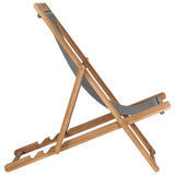 vidaXL Folding Beach Chair Solid Teak Wood Grey | SKU: 47415 | Barcode: 8719883760629