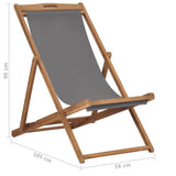 vidaXL Folding Beach Chair Solid Teak Wood Grey | SKU: 47415 | Barcode: 8719883760629