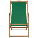 vidaXL Folding Beach Chair Solid Teak Wood Green | SKU: 47416 | Barcode: 8719883760636