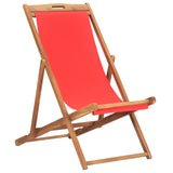 vidaXL Folding Beach Chair Solid Teak Wood Red | SKU: 47417 | Barcode: 8719883760643