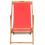 vidaXL Folding Beach Chair Solid Teak Wood Red | SKU: 47417 | Barcode: 8719883760643