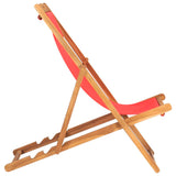 vidaXL Folding Beach Chair Solid Teak Wood Red | SKU: 47417 | Barcode: 8719883760643