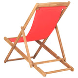 vidaXL Folding Beach Chair Solid Teak Wood Red | SKU: 47417 | Barcode: 8719883760643
