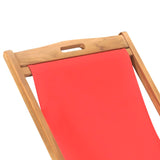 vidaXL Folding Beach Chair Solid Teak Wood Red | SKU: 47417 | Barcode: 8719883760643