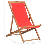 vidaXL Folding Beach Chair Solid Teak Wood Red | SKU: 47417 | Barcode: 8719883760643