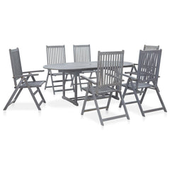 VidaXL Grey Solid Acacia Wood 7 Piece Outdoor Dining Set | SKU: 47278 | UPC: 8719883762524