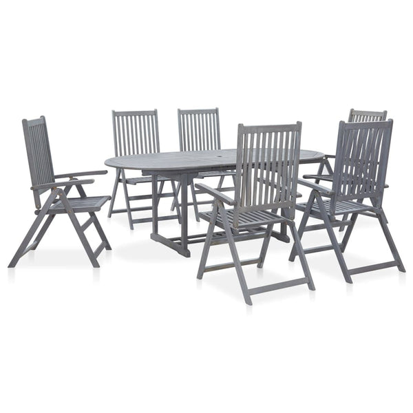 VidaXL Grey Solid Acacia Wood 7 Piece Outdoor Dining Set | SKU: 47278 | UPC: 8719883762524