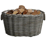 VidaXL Grey Willow Firewood Basket With Carrying Handles And Logs Inside | SKU: 286985 | UPC: 8719883765327