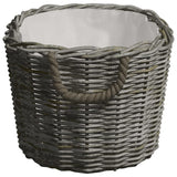 VidaXL Grey Willow Firewood Basket With Carrying Handles | SKU: 286985 | UPC: 8719883765327