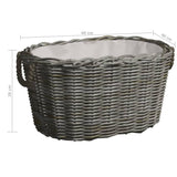 Dimensions Of VidaXL Grey Willow Firewood Basket With Carrying Handles | SKU: 286985 | UPC: 8719883765327