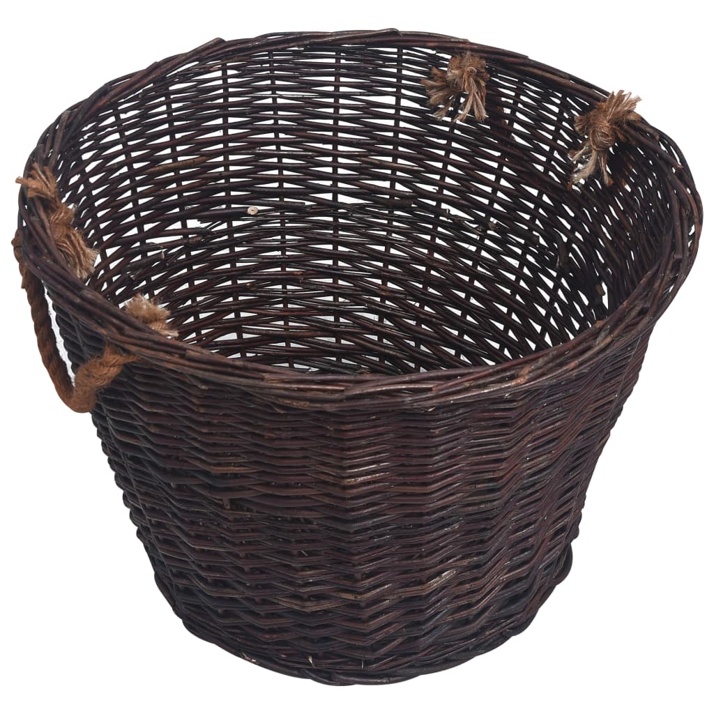 VidaXL Dark Brown Willow 3 Piece Stackable Firewood Basket Set | SKU: 286986 | UPC: 8719883765334