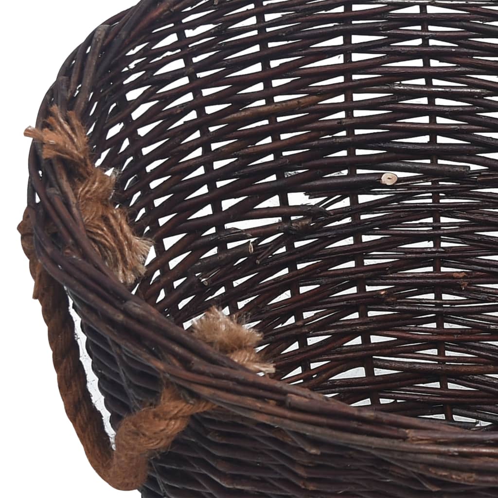 VidaXL Dark Brown Willow 3 Piece Stackable Firewood Basket Set | SKU: 286986 | UPC: 8719883765334