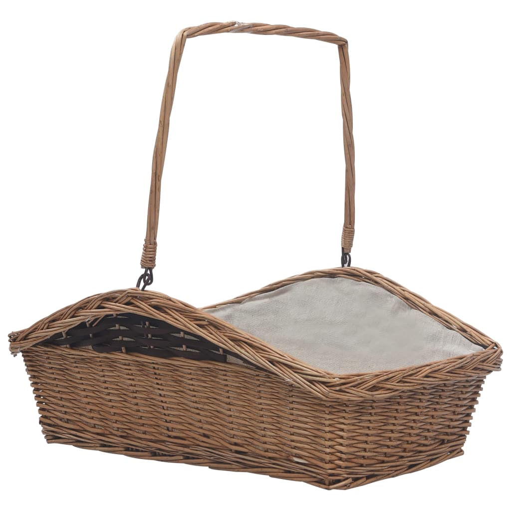 VidaXL Brown Willow Firewood Basket With Handle 61.5cm | SKU: 286989 | UPC: 8719883765365