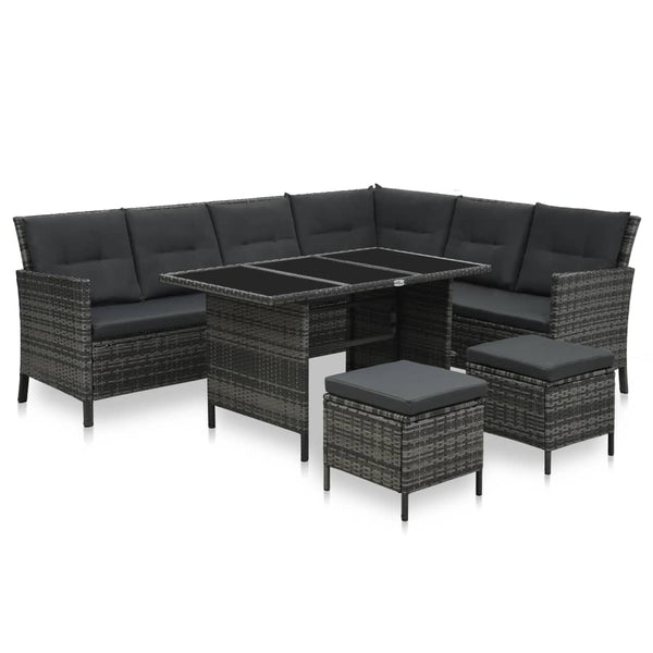 VidaXL Grey Poly Rattan 4 Piece Garden Lounge Set With Cushions | SKU: 48146 | Barcode: 8719883765402