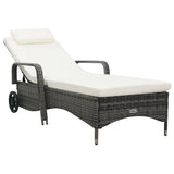 vidaXL Sun Lounger With Wheels Poly Rattan Grey | SKU: 48197 | Barcode: 8719883785950