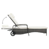 vidaXL Sun Lounger With Wheels Poly Rattan Grey | SKU: 48197 | Barcode: 8719883785950