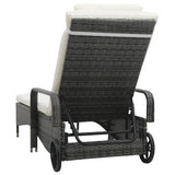 vidaXL Sun Lounger With Wheels Poly Rattan Grey | SKU: 48197 | Barcode: 8719883785950