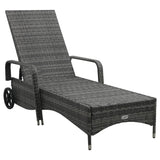 vidaXL Sun Lounger With Wheels Poly Rattan Grey | SKU: 48197 | Barcode: 8719883785950