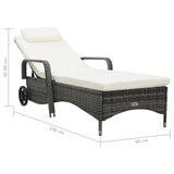 vidaXL Sun Lounger With Wheels Poly Rattan Grey | SKU: 48197 | Barcode: 8719883785950