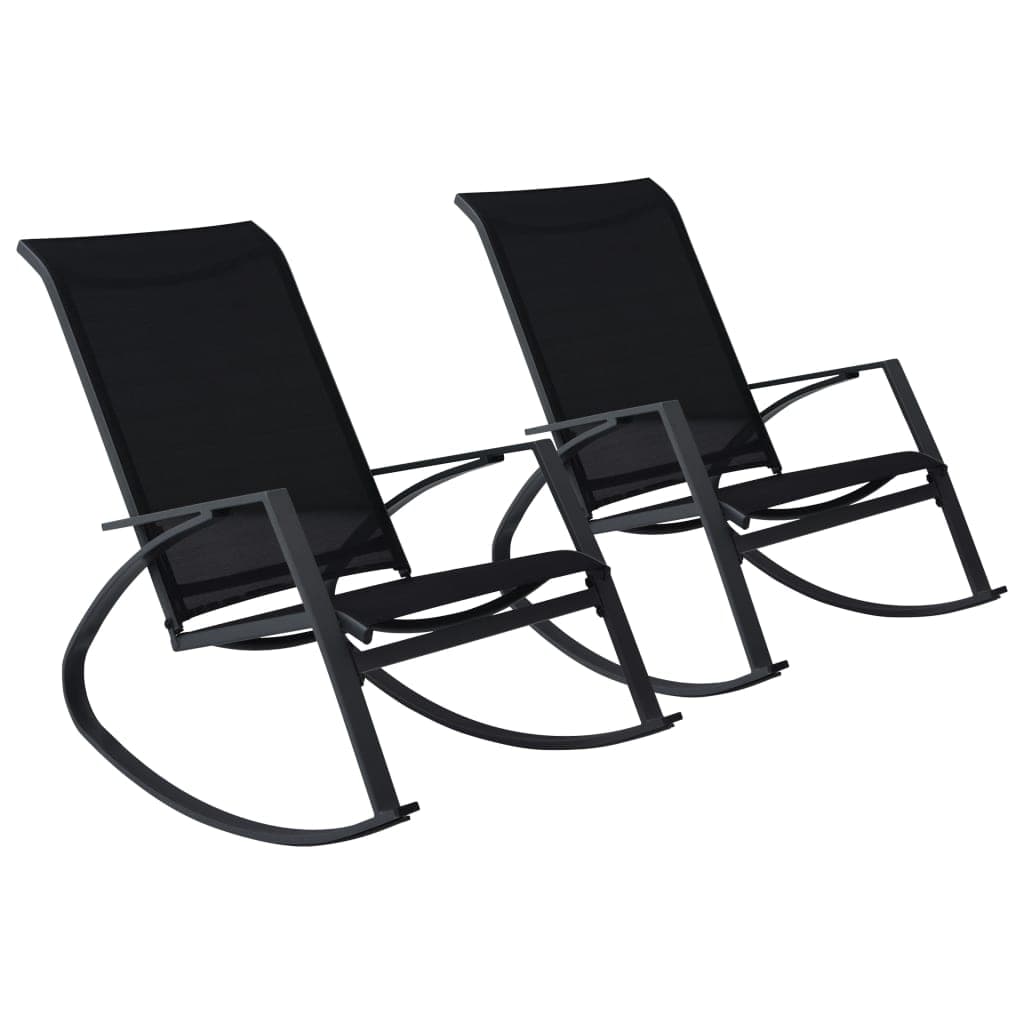 vidaXL Garden Rocking Chairs 2 pcs Textilene Black | SKU: 48123 | Barcode: 8719883798462