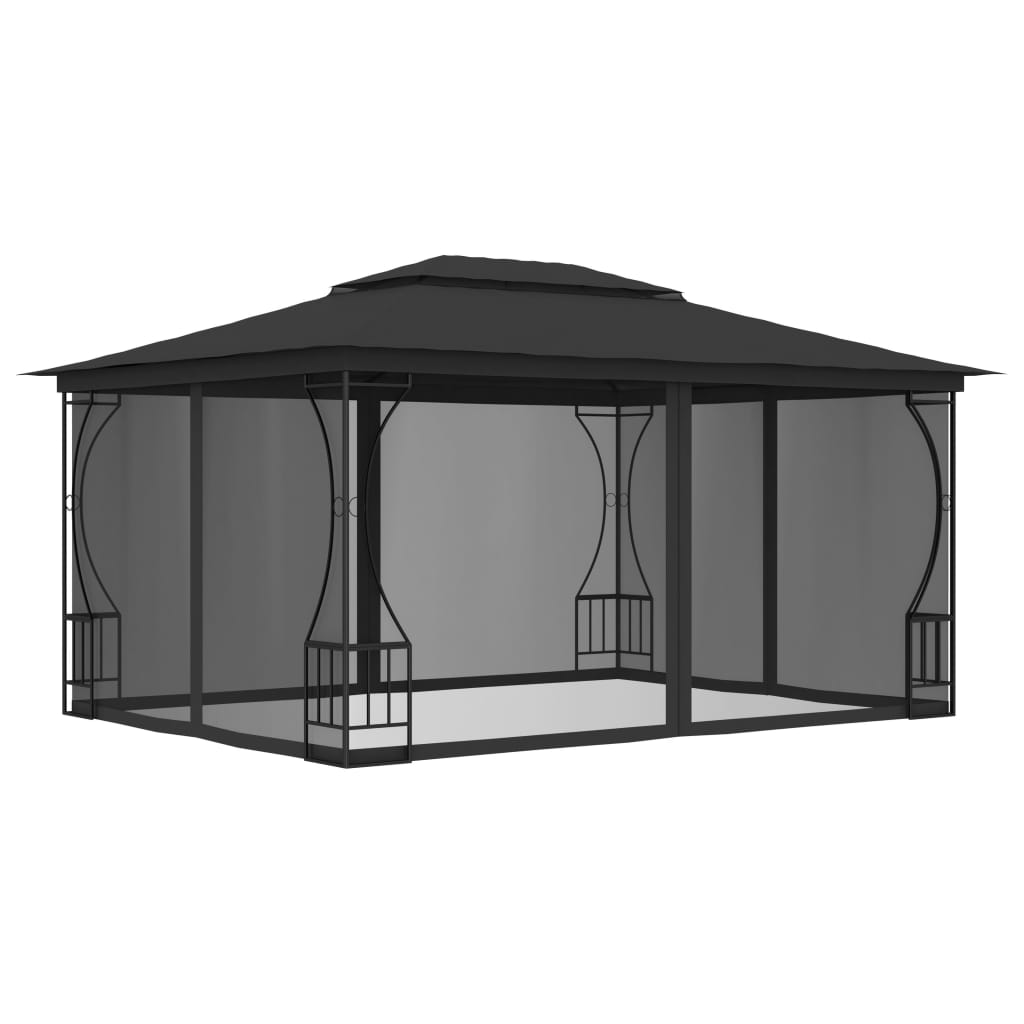 VidaXL Anthracite Gazebo With Curtains 300x400x265cm | SKU: 48598 | UPC: 8719883809700 | Weight: 27.45kg