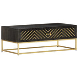 vidaXL Coffee Table Black and Gold 90x50x35 cm Solid Mango Wood | SKU: 286515 | Barcode: 8719883810409