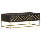 vidaXL Coffee Table Black and Gold 90x50x35 cm Solid Mango Wood | SKU: 286515 | Barcode: 8719883810409