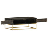 vidaXL Coffee Table Black and Gold 90x50x35 cm Solid Mango Wood | SKU: 286515 | Barcode: 8719883810409