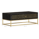 vidaXL Coffee Table Black and Gold 90x50x35 cm Solid Mango Wood | SKU: 286515 | Barcode: 8719883810409