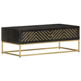 vidaXL Coffee Table Black and Gold 90x50x35 cm Solid Mango Wood | SKU: 286515 | Barcode: 8719883810409