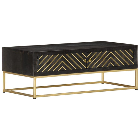 vidaXL Coffee Table Black And Gold 90x50x35 cm Solid Mango Wood