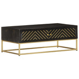 vidaXL Coffee Table Black and Gold 90x50x35 cm Solid Mango Wood | SKU: 286515 | Barcode: 8719883810409