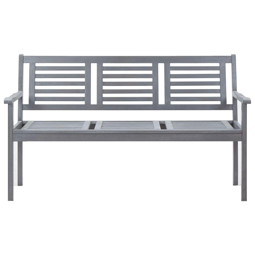 vidaXL 3-Seater Garden Bench 150 cm Grey Solid Eucalyptus Wood | SKU: 47295 | Barcode: 8719883811840